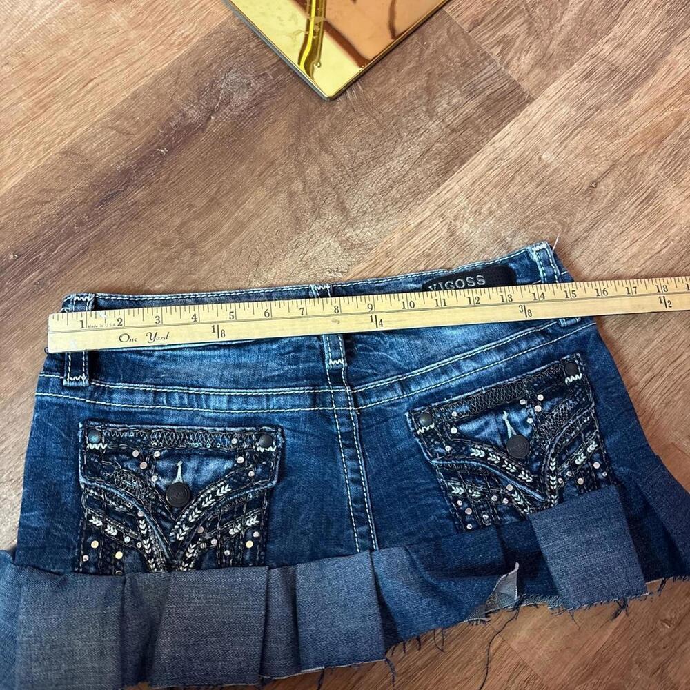 y2k mcbling micro denim low rise mini skirt reworked vigoss - Picture 7 of 8